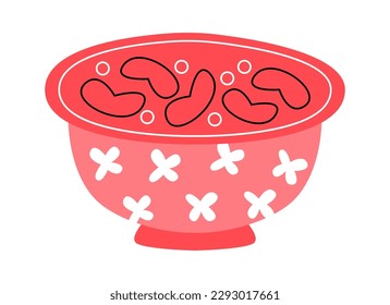 Dibujo manual del diseño de sopa abstracta elemento de la comida asiática. Ilustración del vector