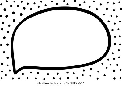 Hand drawn abstract speech bubble black white dots vector illustration minimalism