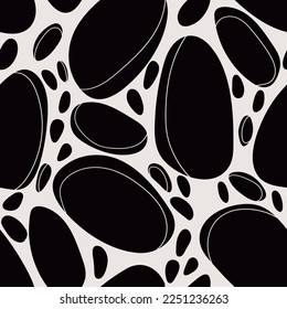 Handgezeichnet abstraktes Spinnennetzmuster im futuristischen Stil. Schwarz-Weiß-Muster mit verschiedenen Formen. Kühner Minimalismus. Retro-Design.