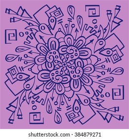 Hand drawn abstract spiral mandala circle round ornamental element pattern doodle symbol vector scribble icon symbol illustration black lines  