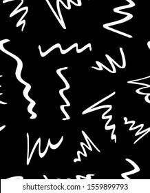 Hand Drawn Abstract Spirals Brush Strokes Geometric Seamless Vector Pattern Isolated Background