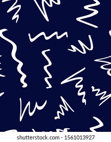 Hand Drawn Abstract Spirals Brush Strokes Geometric Seamless Vector Pattern Isolated Background