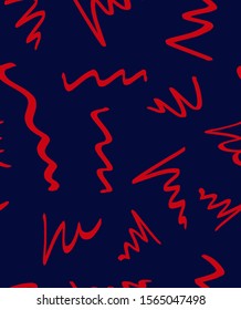 Hand Drawn Abstract Spirals Brush Strokes Geometric Repeating Vector Pattern Isolated Background
