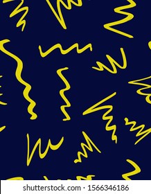 Hand Drawn Abstract Spirals Brush Strokes Geometric Seamless Vector Pattern Isolated Background