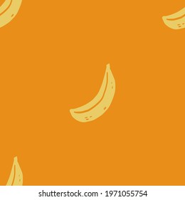 Hand drawn in abstract style vector seamless pattern with banana. Works for wallpapers, web page backgrounds, surface textures, textile, wrapping paper. 