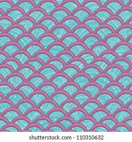 Hand drawn abstract stylized scales seamless pattern in turquoise and pink