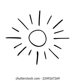 Hand drawn abstract sun symbol. Summer doodle. Single vector element for design