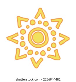 Handgezeichnetes abstraktes Sonnensymbol. Sommerdoodle. Einmaliges Vektorelement für Design