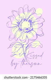 hand drawn abstract sunflower design with slogan