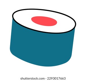 Hand drawn abstract sushi roll design element Seafood. Vector illustration