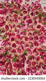 hand drawn abstract texture of hibiscus flowers. Pink, blue and yellow spring background. Natural natural texture of tropical vegetation. Design for wedding invitation, card, book.