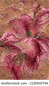 textura abstracta a mano de flores de hibisco. Fondo primaveral rosa, azul y amarillo. La textura natural de la vegetación tropical. Diseño para la invitación a la boda, tarjeta, libro.