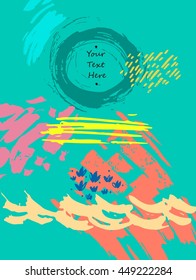 Hand drawn abstract textured creative universal card. Wedding, anniversary, birthday, Valentine's day, party. Design for banner, poster, card, invitation, placard, brochure, flayer. Vector. Isolated.