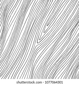 Hand drawn abstract thin black lines on white background. Reminds wooden texture