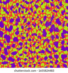 Hand Drawn Abstract Three Colors Cheetah Leopard Leather Animal Skin Geometric Shapes Repeating Vector Pattern Isolated Background