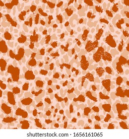 Abstrakte handgezeichnete drei Farben Cheetah Leoparden Tierhaut Geometrische Formen Wiederholung Vektorillustration Muster einzeln Hintergrund