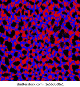 Mano dibujada abstracta de tres colores Chita Leopardo Cuero Animal Formas Geométricas Pieles Repetitivas Patrón vectorial Fondo aislado