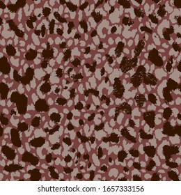 Hand Drawn Abstract Three Colors Cheetah Leopard Leather Animal Skin Geometric Shapes Repeating Vector Pattern Isolated Background