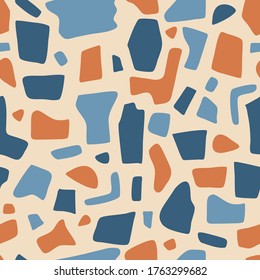 Hand drawn abstract trendy seamless pattern. Colorful elements in pastel colors, shapes for print, textile. Vector illustration, isolated pattern. 