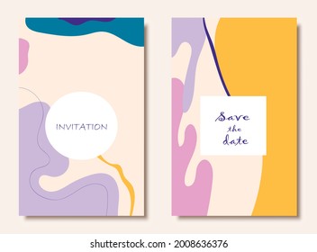 Hand drawn abstract trendy universal artistic background templates for invitation, banner, placard, brochure, poster, card, flye, cover, header.