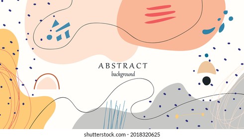 Hand drawn abstract trendy universal artistic background template for invitation, banner, placard, brochure, poster, card, flyer, cover, header.