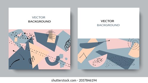 Hand drawn abstract trendy universal artistic background templates for invitation, banner, placard, brochure, poster, card, flye, cover, header.