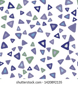 Hand drawn abstract triangle seamless pattern on white background. Repeating chaotic shapes backdrop. Vector illustration