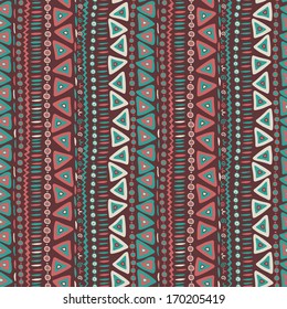 Hand drawn abstract tribal pattern in soothing colours. Ethnic endless background