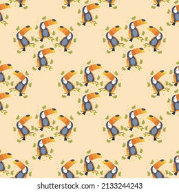 Patrón perfecto abstracto de la mano trópico lindo toucan