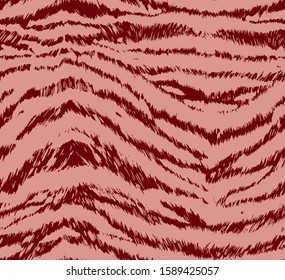 Hand Drawn Abstract Two Colors Zebra Stripes Repeating Vector Pattern