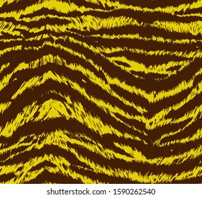 Hand Drawn Abstract Two Colors Zebra Stripes Repeating Vector Pattern