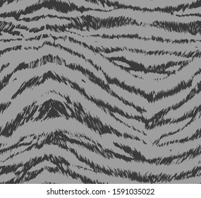 Hand Drawn Abstract Two Colors Zebra Stripes Repeating Vector Pattern