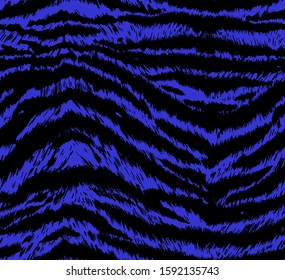 Hand Drawn Abstract Two Colors Zebra Stripes Repeating Vector Pattern