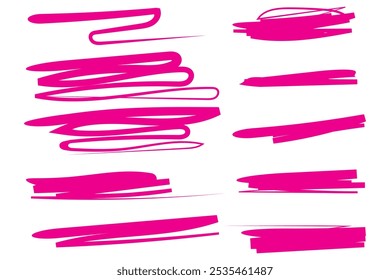 Subrayados abstractos dibujados a mano en blanco. Fondos multicolores con una variedad de líneas. Patrones caóticos. Ilustración colorida. Elementos incompletos