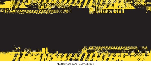 Hand drawn abstract urbanism theme. Grunge street art against geometric city architecture, newspaper clippings. T-shirt design. No AI used.