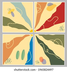 hand drawn Abstract various geometric patterns in full color