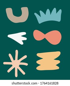 Hand drawn abstract various shapes. Cute and modern wallpaper, web background, fabric and packaging design. Modern trendy vector illustration