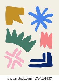 Dibujar a mano abstracta varias formas y objetos de doodle. Fondo web, tela, postales, diseño de embalaje. Ilustración vectorial moderna