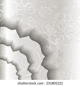 Hand drawn abstract vector background with floral ornament 