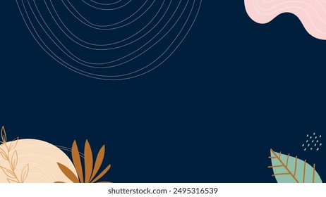 fondo de Vector abstracto dibujado a mano, estilo minimalista mínimo, ilustración de collage de arte contemporáneo con hojas de palma tropical, colores pastel pastel y colores pastel