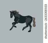 Hand drawn abstract vector clipart illustration collection with color adorable cute, stylized horse character.Trendy modern art kids design concept.Vector cartoon farm animals symbol. Cartoon animal.