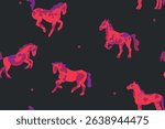 Hand drawn abstract vector clipart illustration seamless pattern with color adorable cute, stylized horse character.Trendy modern kids design concept.Vector cartoon fairytale animals symbol.