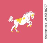 Hand drawn abstract vector clipart illustration collection with color adorable cute, stylized horse character.Trendy modern art kids design concept.Vector cartoon farm animals symbol. Cartoon animal.