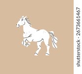 Hand drawn abstract vector clipart illustration collection with color adorable cute, stylized horse character.Trendy modern art kids design concept.Vector cartoon farm animals symbol. Cartoon animal.