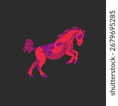 Hand drawn abstract vector clipart illustration collection with color adorable cute, stylized horse character.Trendy modern art kids design concept.Vector cartoon farm animals symbol. Cartoon animal.