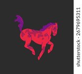 Hand drawn abstract vector clipart illustration collection with color adorable cute, stylized horse character.Trendy modern art kids design concept.Vector cartoon farm animals symbol. Cartoon animal.