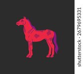 Hand drawn abstract vector clipart illustration collection with color adorable cute, stylized horse character.Trendy modern art kids design concept.Vector cartoon farm animals symbol. Cartoon animal.