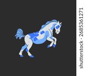 Hand drawn abstract vector clipart illustration collection with color adorable cute, stylized horse character.Trendy modern art kids design concept.Vector cartoon farm animals symbol. Cartoon animal.