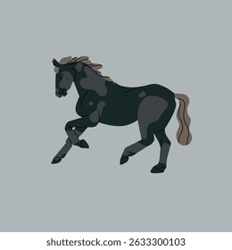 Hand drawn abstract vector clipart illustration collection with color adorable cute, stylized horse character.Trendy modern art kids design concept.Vector cartoon farm animals symbol. Cartoon animal.