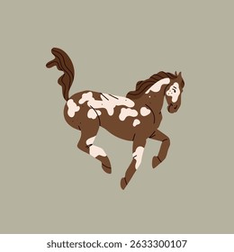 Hand drawn abstract vector clipart illustration collection with color adorable cute, stylized horse character.Trendy modern art kids design concept.Vector cartoon farm animals symbol. Cartoon animal.